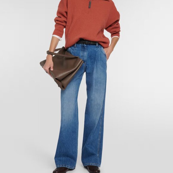 Brunello Cucinelli Denim - Brunello Cucinelli Relaxed Jeans Monili Loop Wide Leg Denim Size 6 USA 42 IT